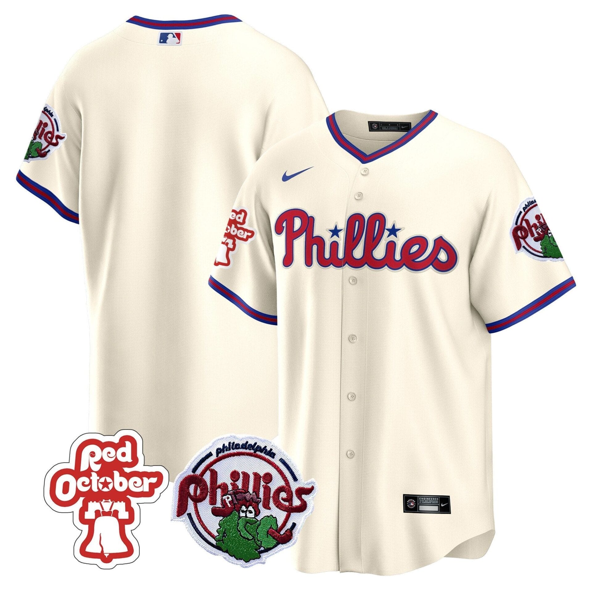 Philadelphia Phillies Red October Patch Cool Base Jersey - All Stitched - Image 35