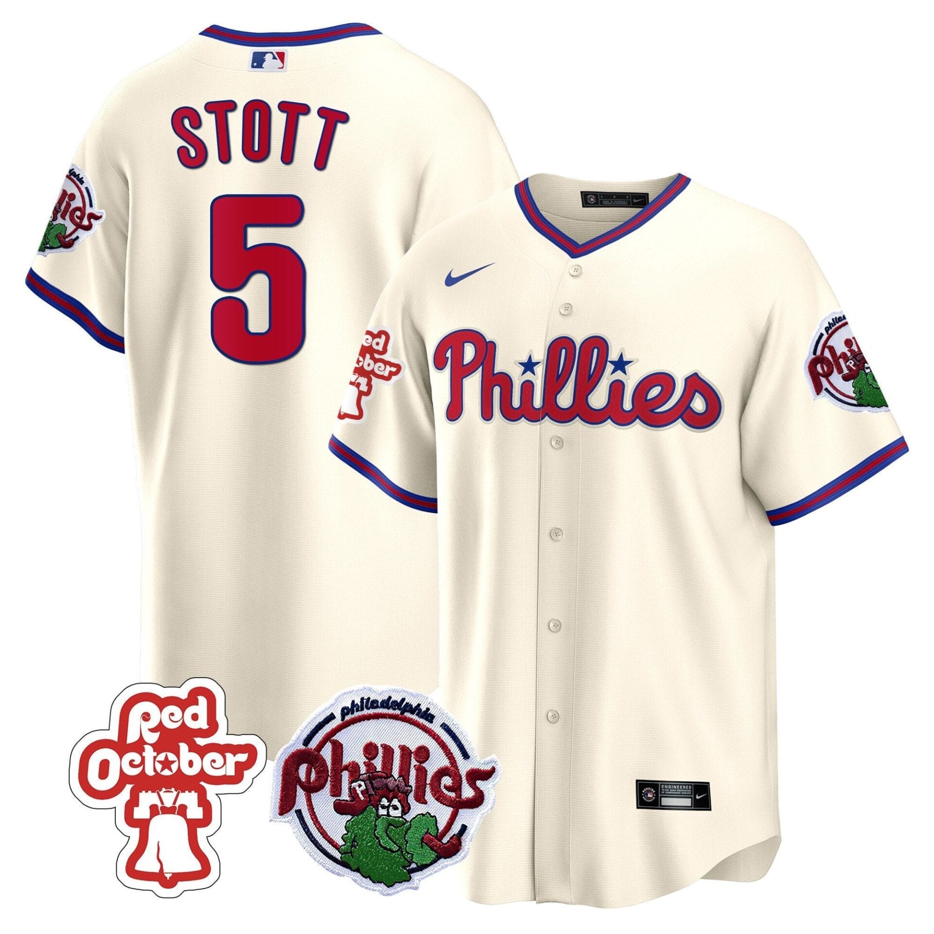 Philadelphia Phillies Red October Patch Cool Base Jersey - All Stitched - Image 34