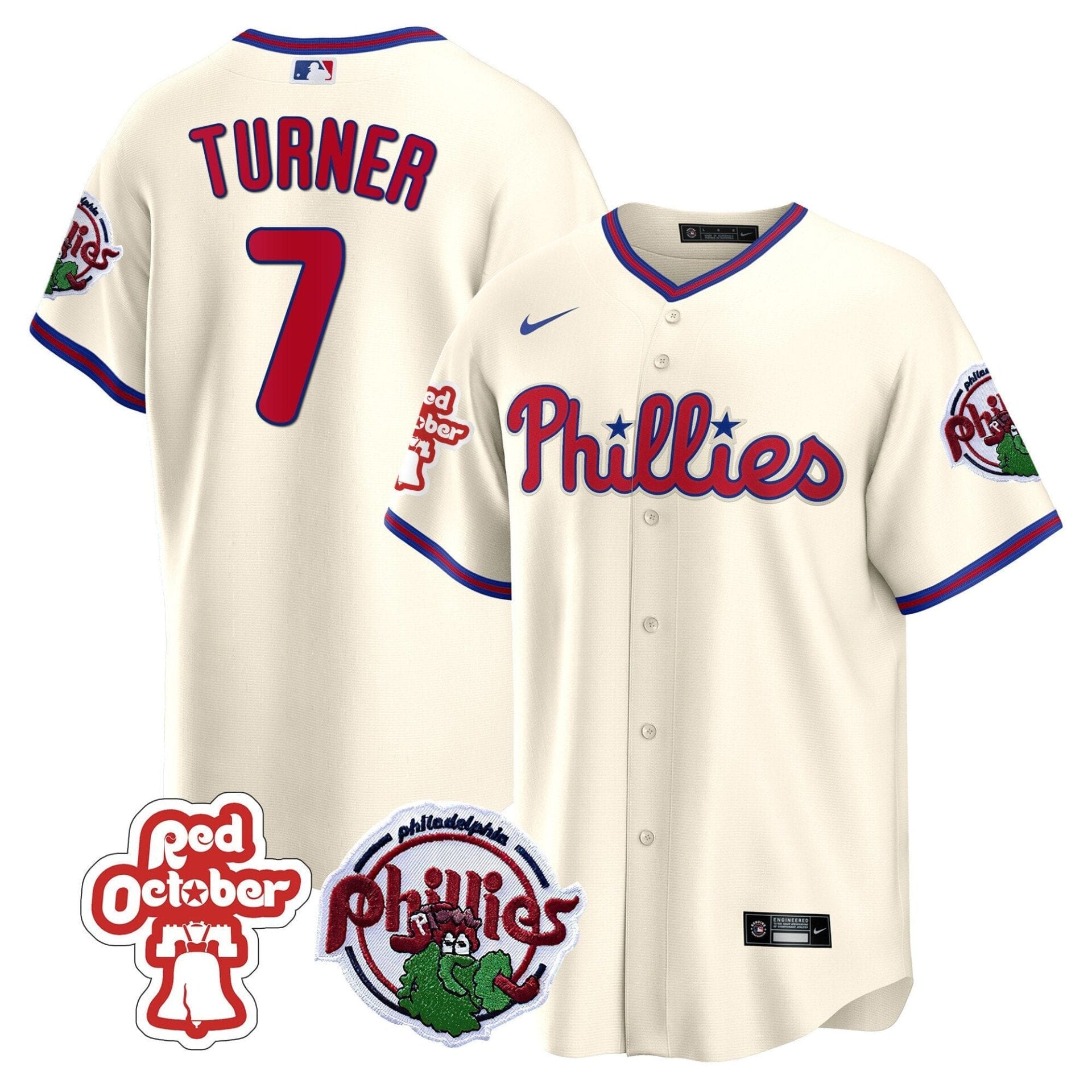 Philadelphia Phillies Red October Patch Cool Base Jersey - All Stitched - Image 32