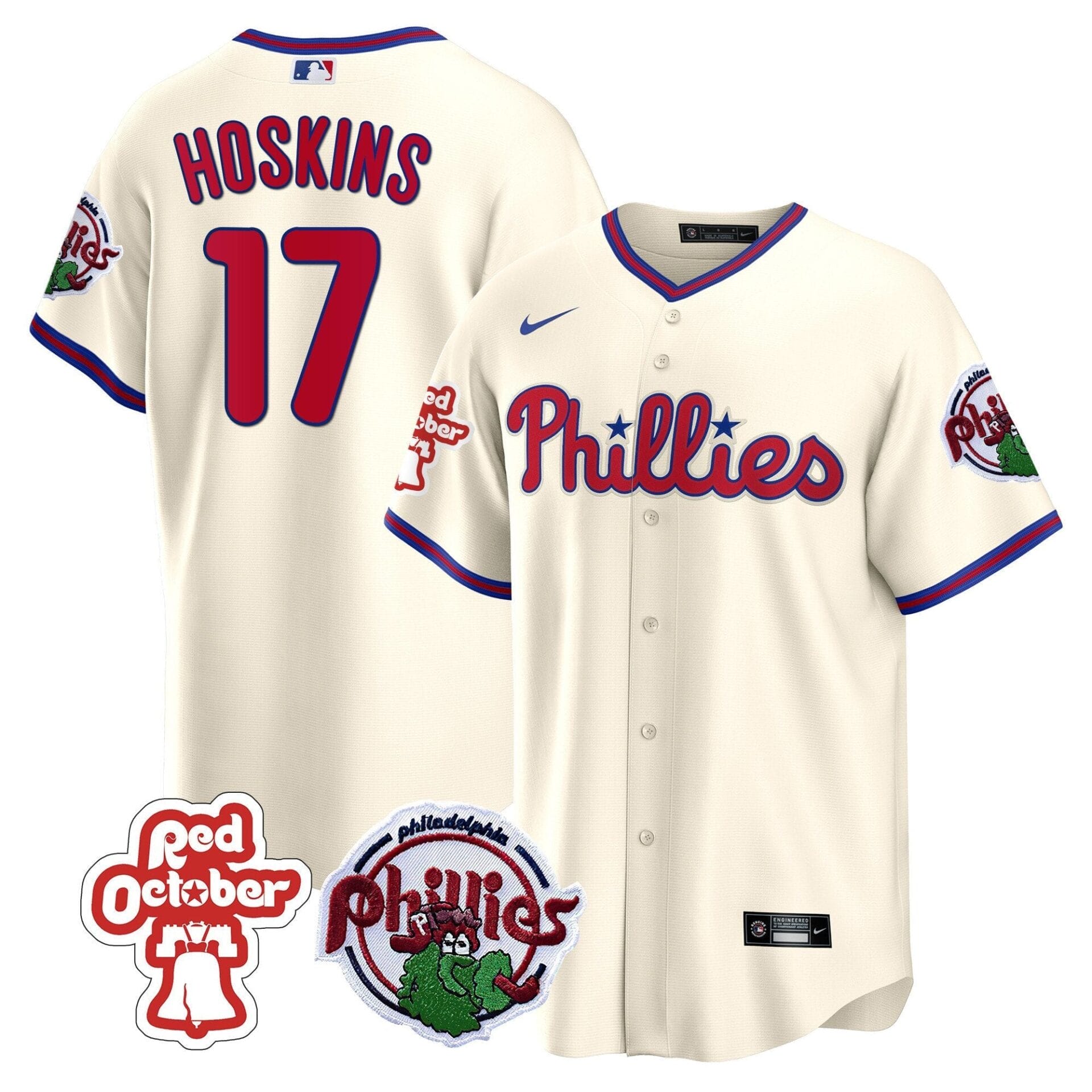 Philadelphia Phillies Red October Patch Cool Base Jersey - All Stitched - Image 31