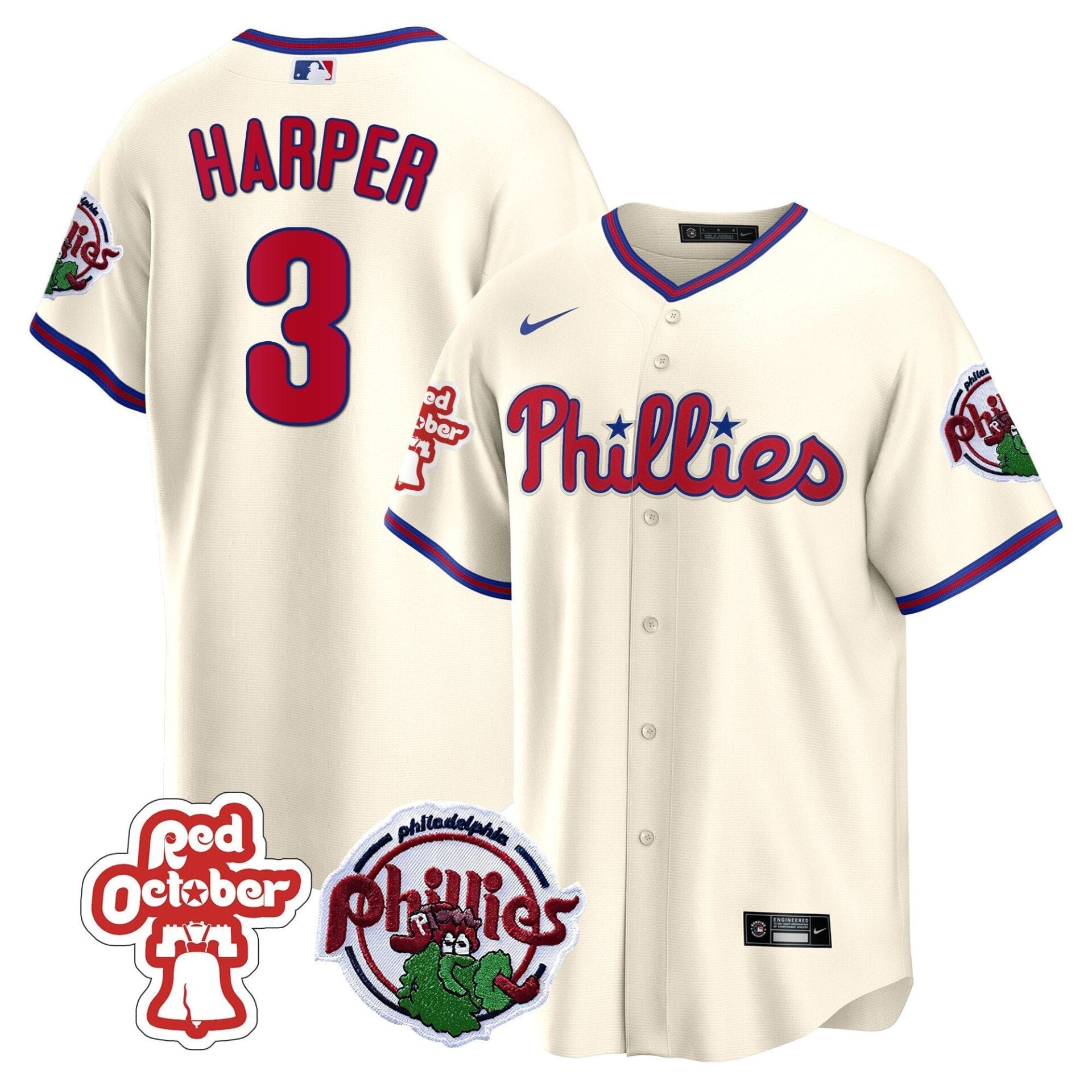 Philadelphia Phillies Red October Patch Cool Base Jersey - All Stitched - Image 29