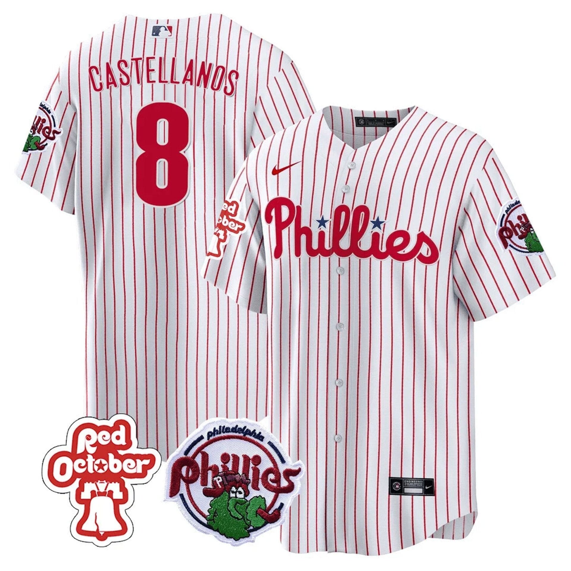 Philadelphia Phillies Red October Patch Cool Base Jersey - All Stitched - Image 12