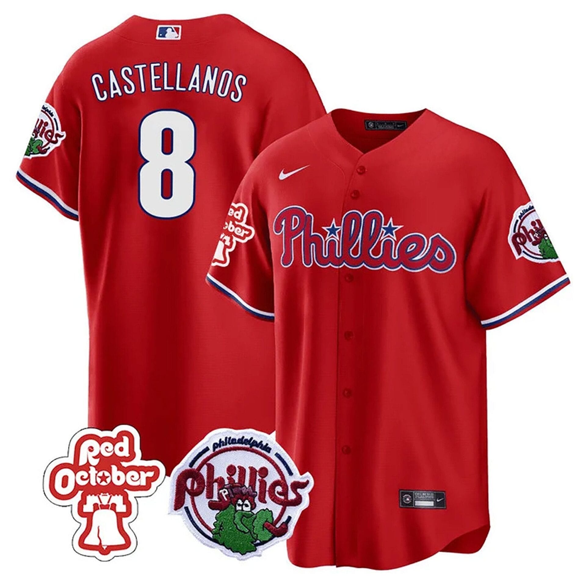 Philadelphia Phillies Red October Patch Cool Base Jersey - All Stitched - Image 6