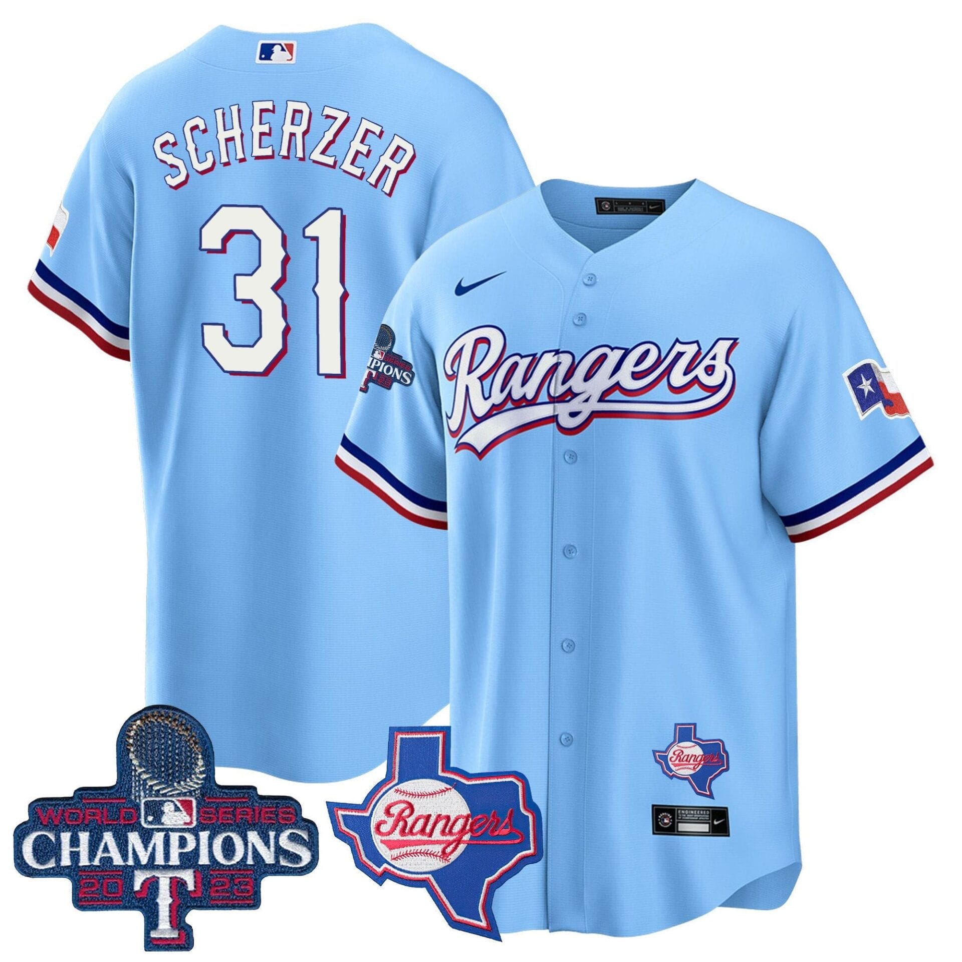 Texas Rangers 2023 World Series Champions Cool Base Jersey V2 - All Stitched - Image 44