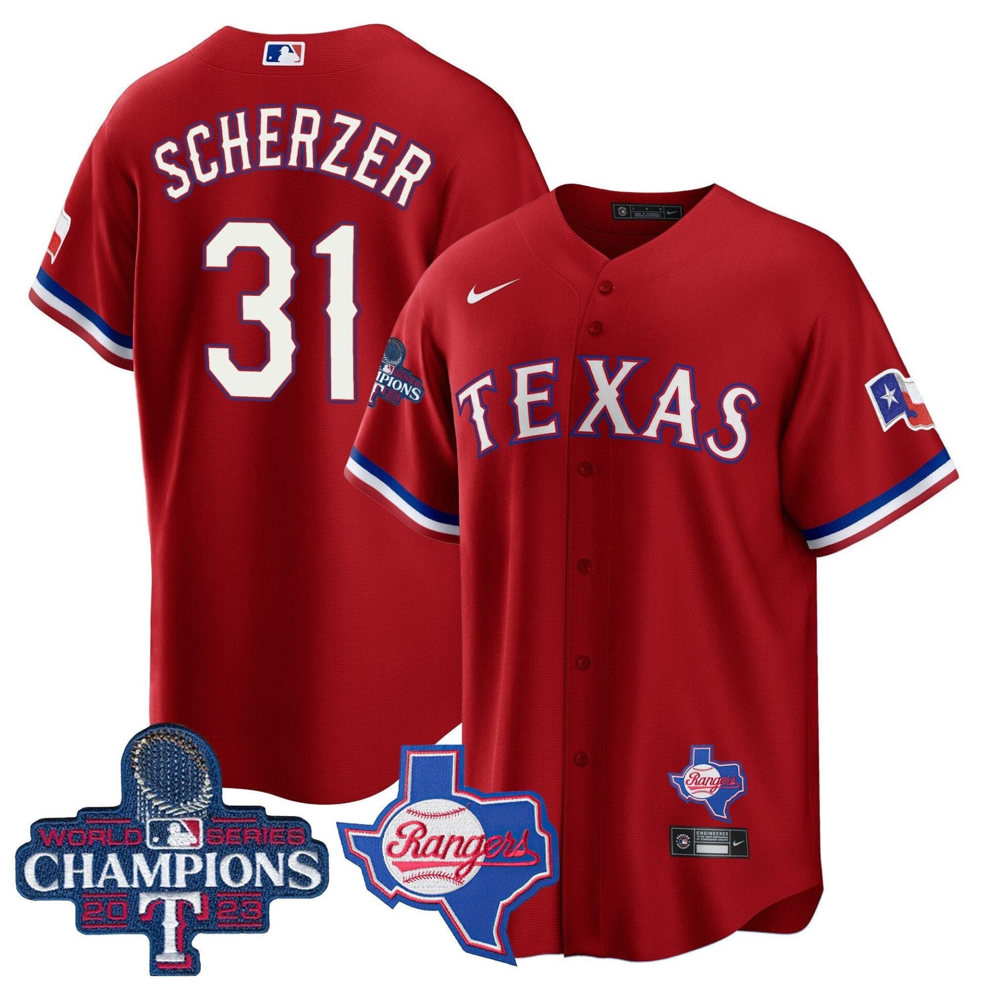 Texas Rangers 2023 World Series Champions Cool Base Jersey V2 - All Stitched - Image 35