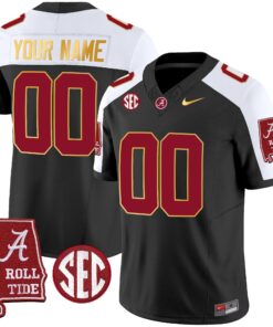 Alabama Crimson Tide Gold Trim Vapor Custom Jersey - Alabama Map - All Stitched