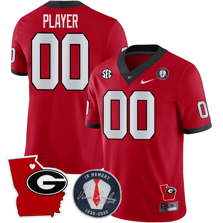 Georgia Bulldogs 2024 Vince Dooley Patch & Georgia State Map Custom Jersey - All Stitched - Image 2