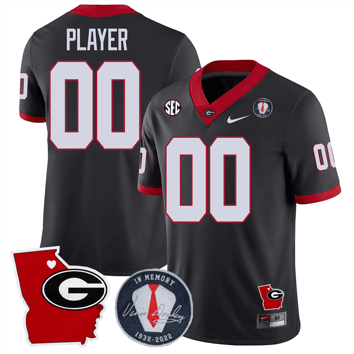 Georgia Bulldogs 2024 Vince Dooley Patch & Georgia State Map Custom Jersey - All Stitched - Image 3