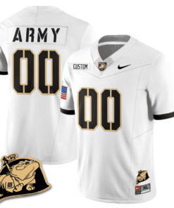 Army Black Knights Rocky The Bulldog Patch Vapor Custom Jersey - All Stitched