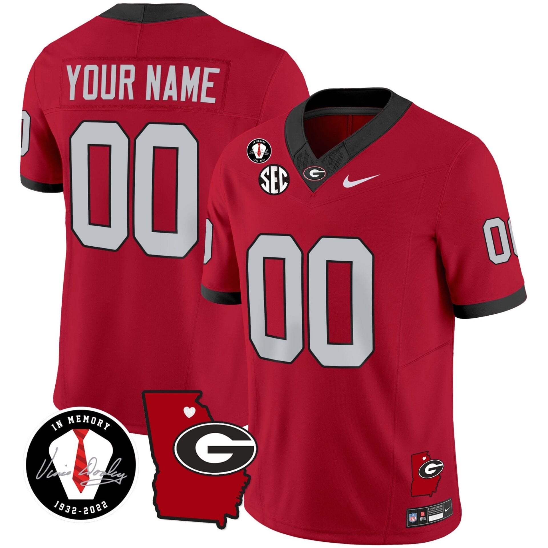 Georgia Bulldogs 2024 Vapor Custom Jersey V4 - Georgia Map - All Stitched - Image 4