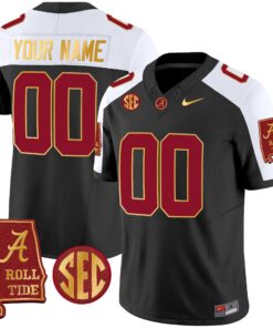 Alabama Crimson Tide Gold Trim Vapor Custom Jersey V2 - Alabama Map - All Stitched