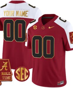 Alternative view of Alabama Crimson Tide Gold Trim Vapor Custom Jersey V2 - Alabama Map - All Stitched