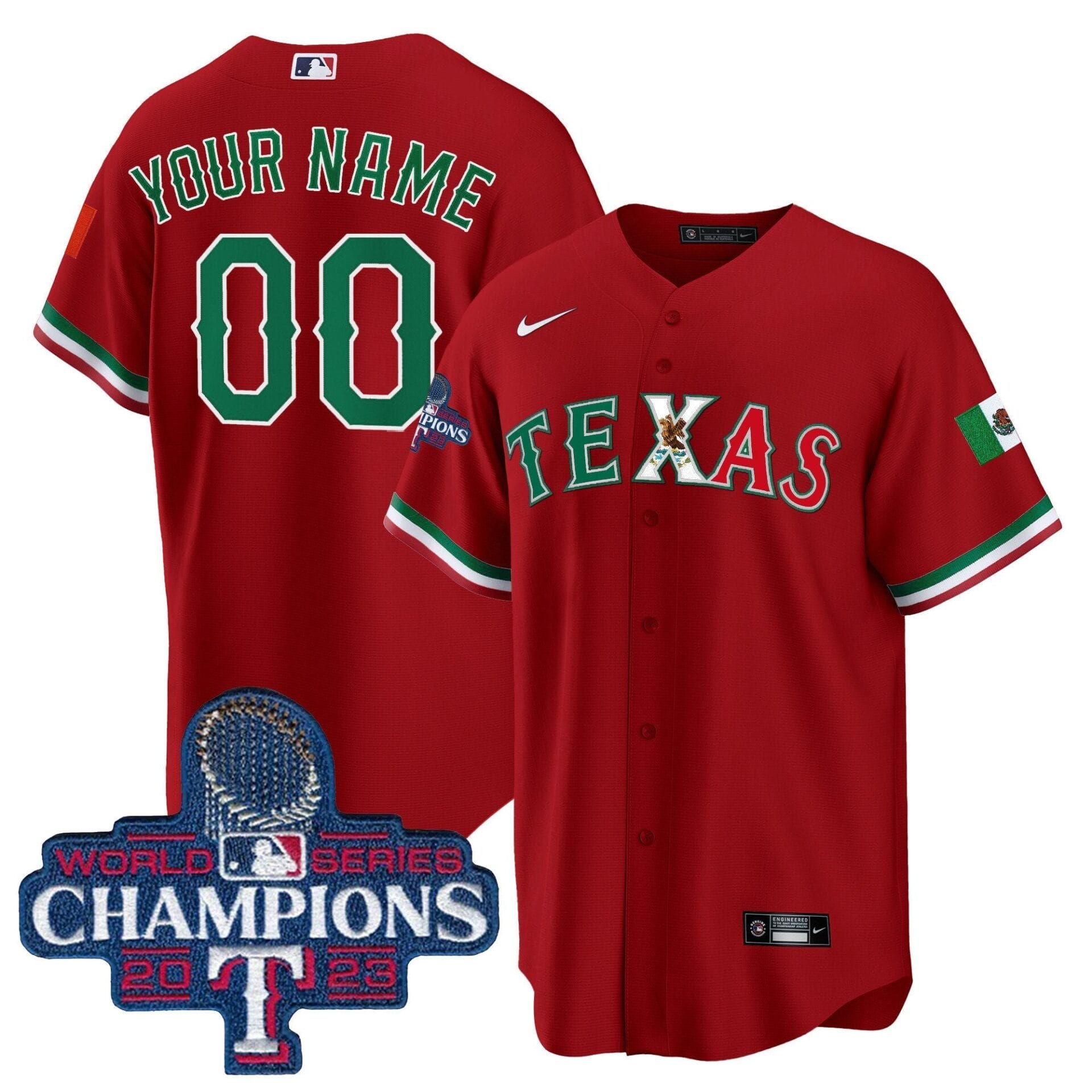 Texas Rangers Mexico 2023 World Series Champions Baseball Custom Jersey - All Stitched - Image 4