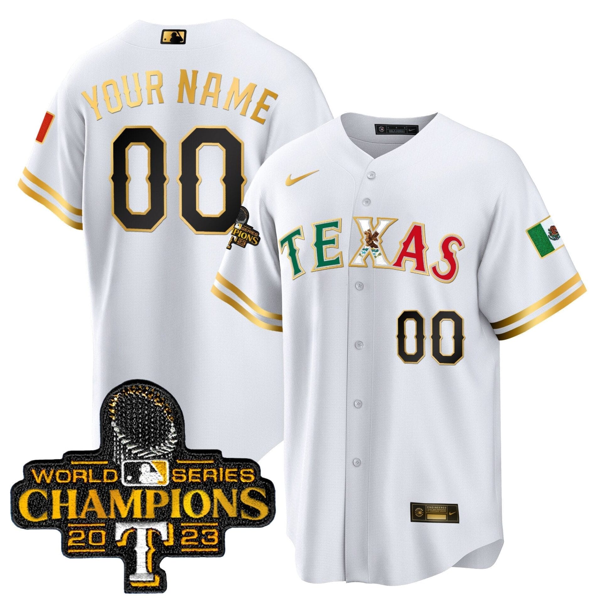 Texas Rangers Mexico 2023 World Series Champions Baseball Custom Jersey - All Stitched - Image 2