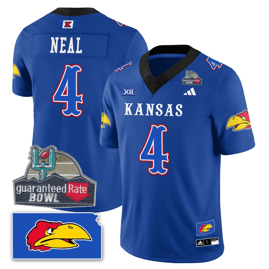 Kansas Jayhawks Blackhawk Guaranteed Rate Bowl Patch Vapor Limited Jersey - Stitched - Image 9