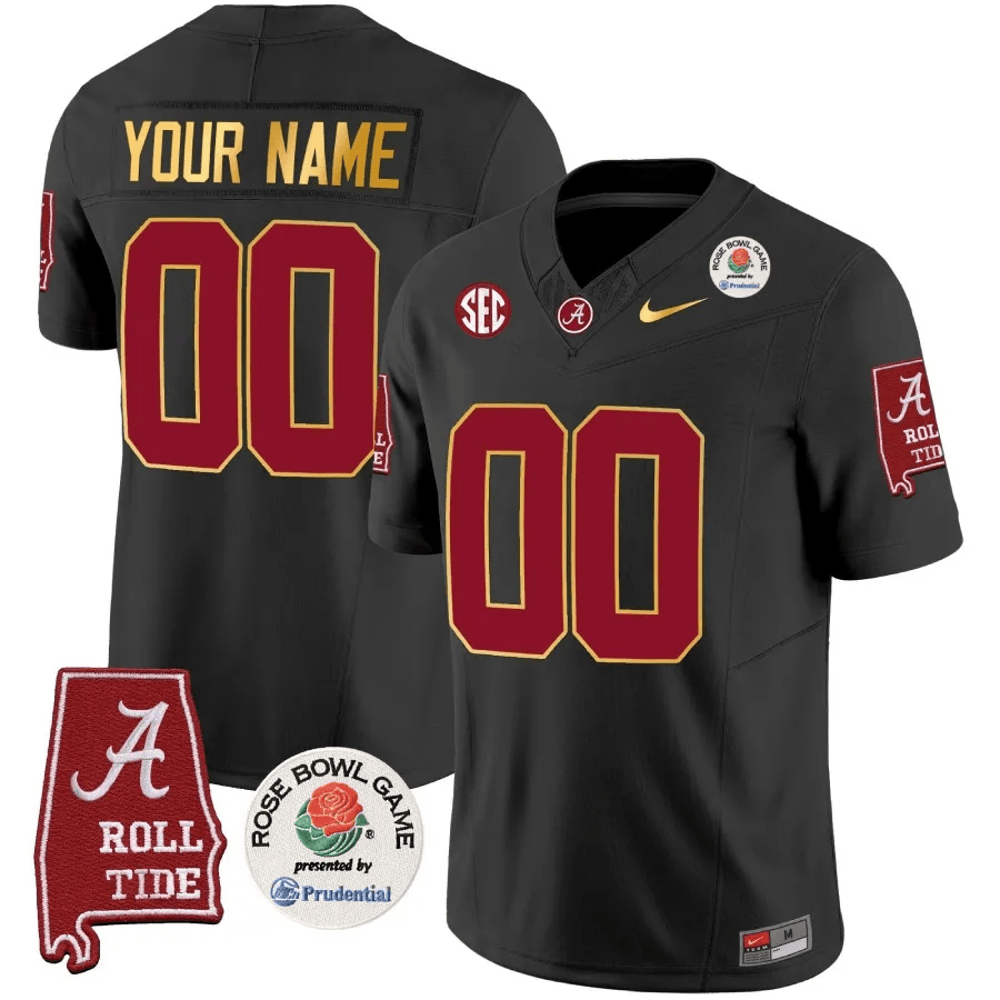 Alabama Crimson Tide Rose Bowl Patch Gold Trim Vapor Limited Custom Jersey - All Stitched - Image 4