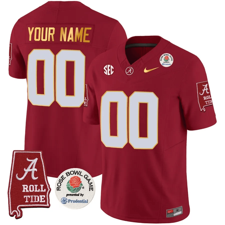 Alabama Crimson Tide Rose Bowl Patch Gold Trim Vapor Limited Custom Jersey - All Stitched - Image 3