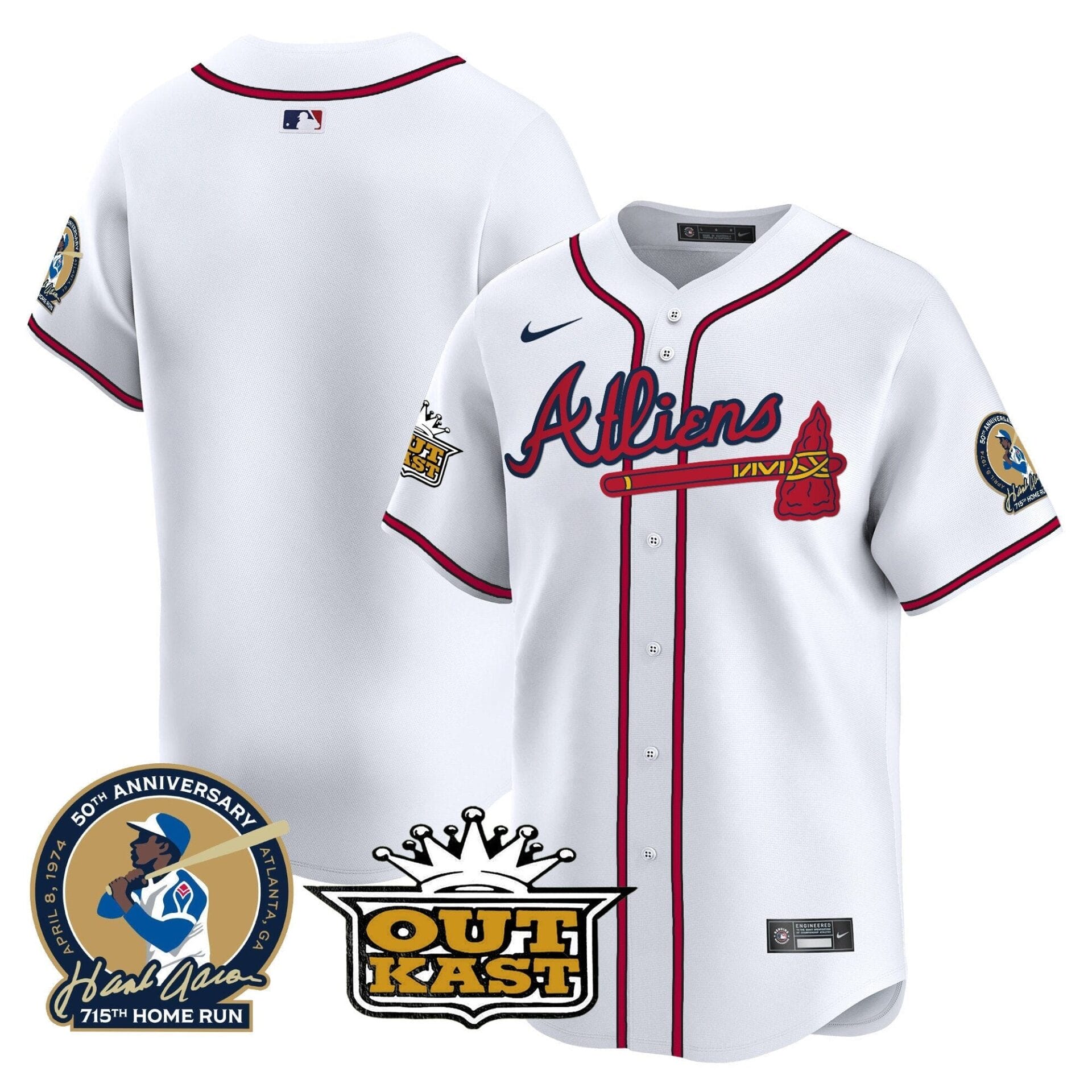 Atlanta Braves Atliens & Hank Aaron Patch Vapor Premier Limited Jersey - All Stitched - Image 60