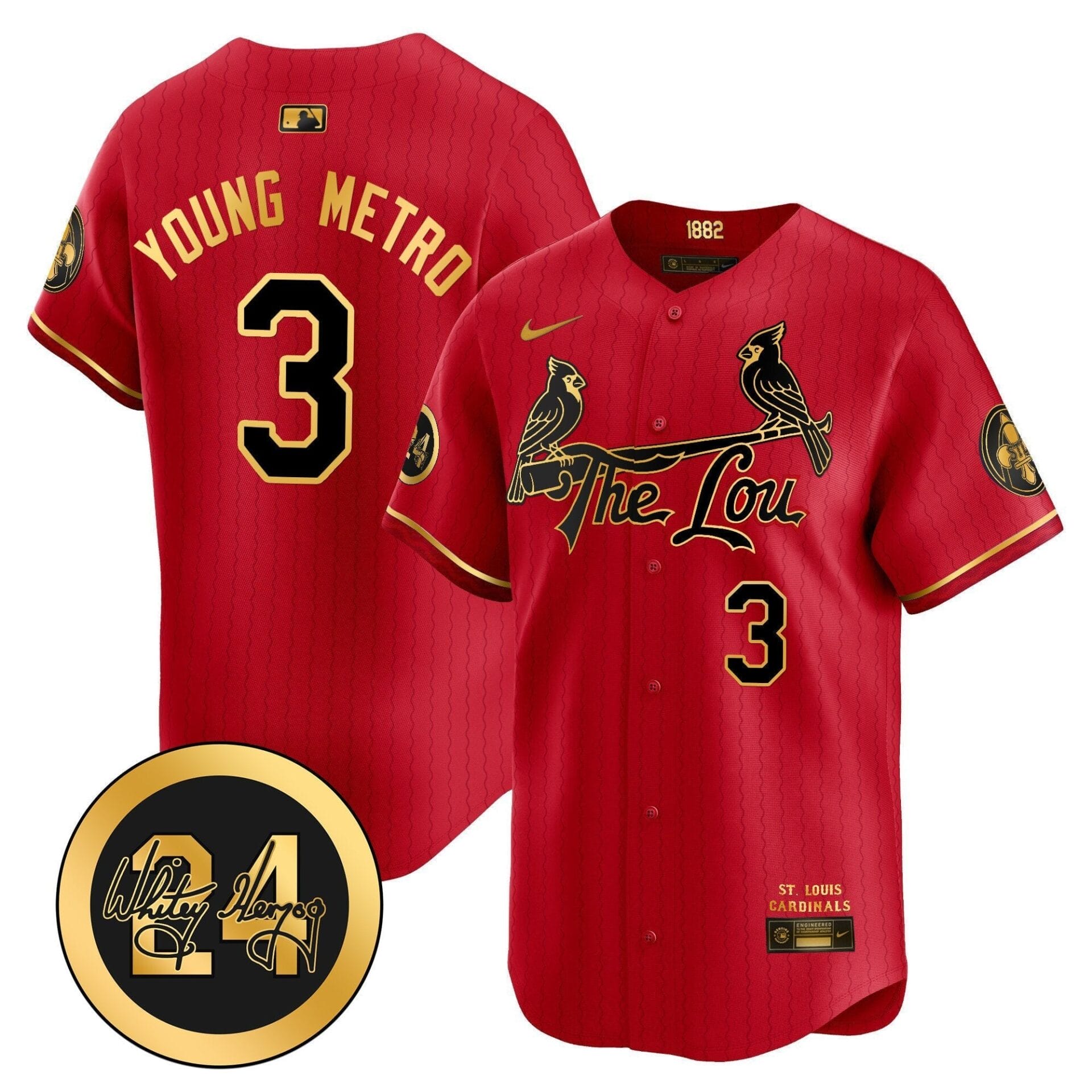 St. Louis Cardinals 2024 City Connect Whitey Herzog Patch Vapor Premier Limited Jersey - All Stitched - Image 25