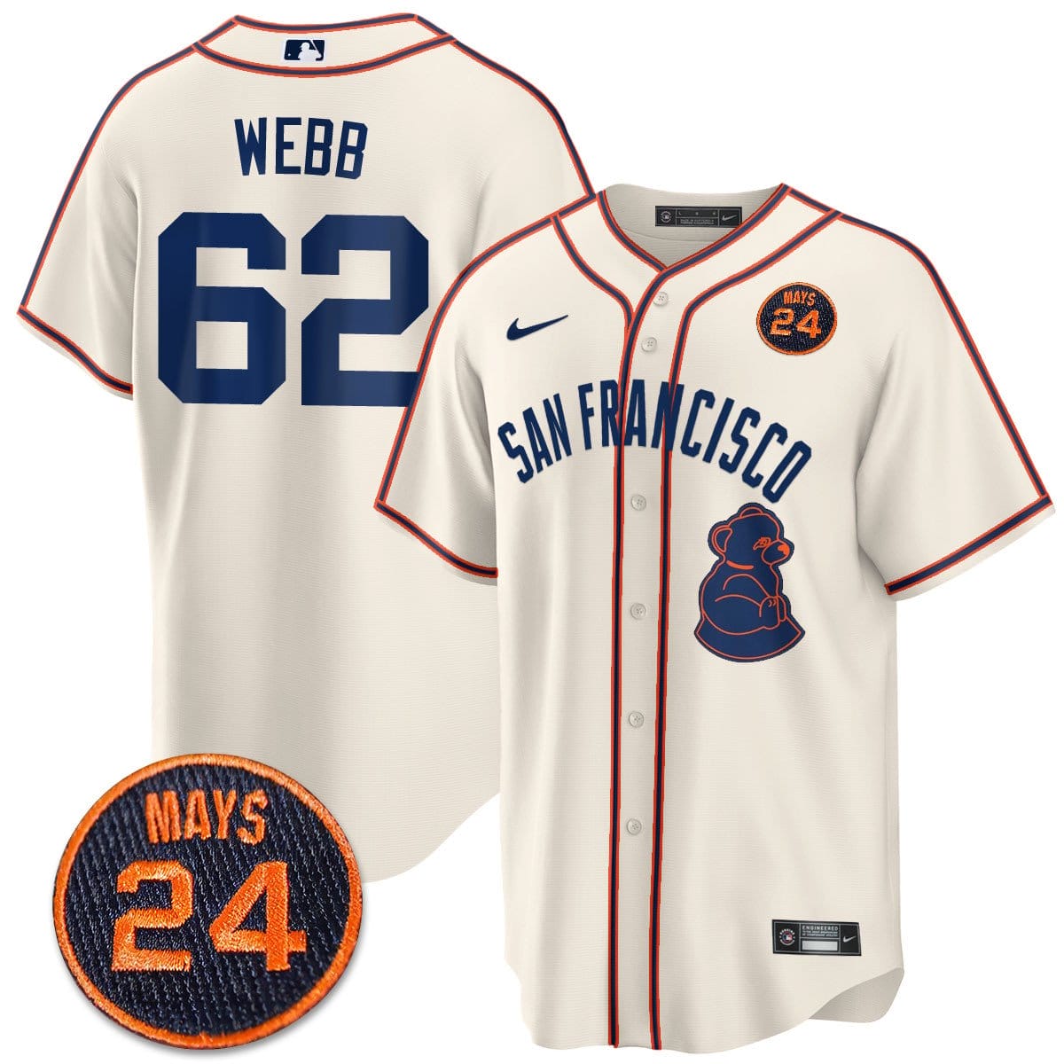 San Francisco Giants 2024 Vapor Premier Limited Jersey N1 - #24 Willie Mays Patch - Image 47