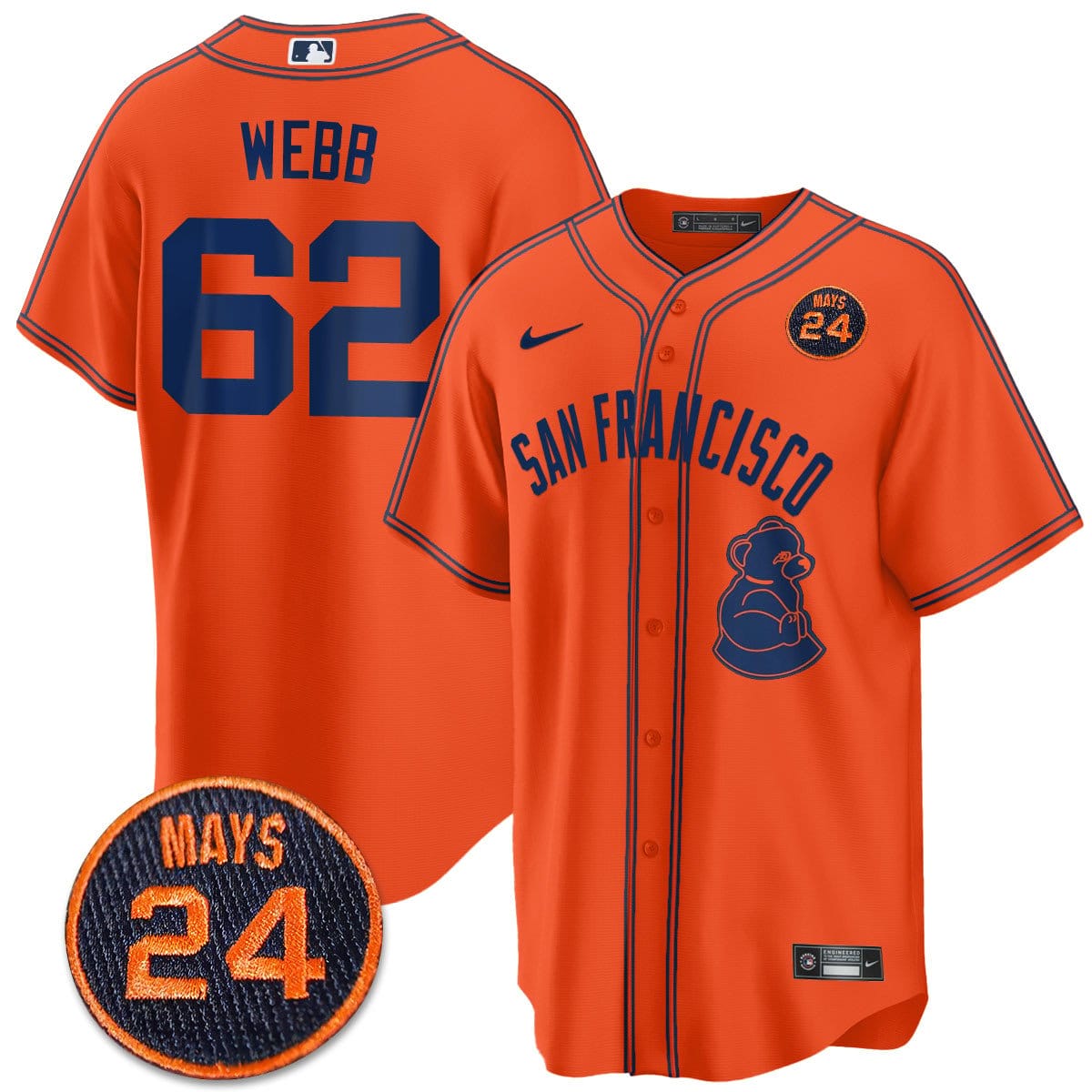 San Francisco Giants 2024 Vapor Premier Limited Jersey N1 - #24 Willie Mays Patch - Image 40