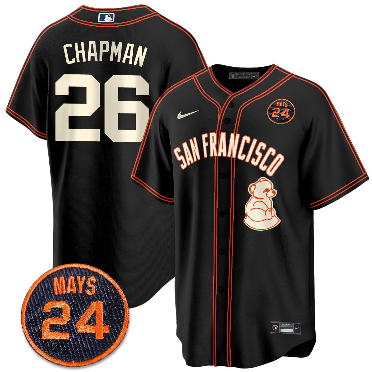 San Francisco Giants 2024 Vapor Premier Limited Jersey N1 - #24 Willie Mays Patch - Image 2