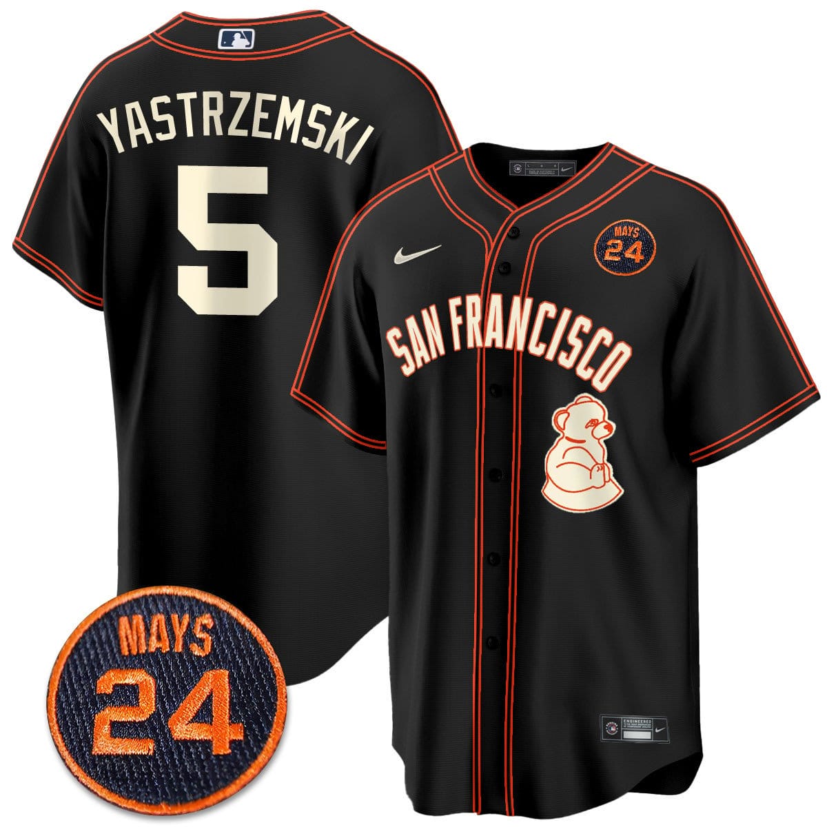 San Francisco Giants 2024 Vapor Premier Limited Jersey N1 - #24 Willie Mays Patch - Image 6
