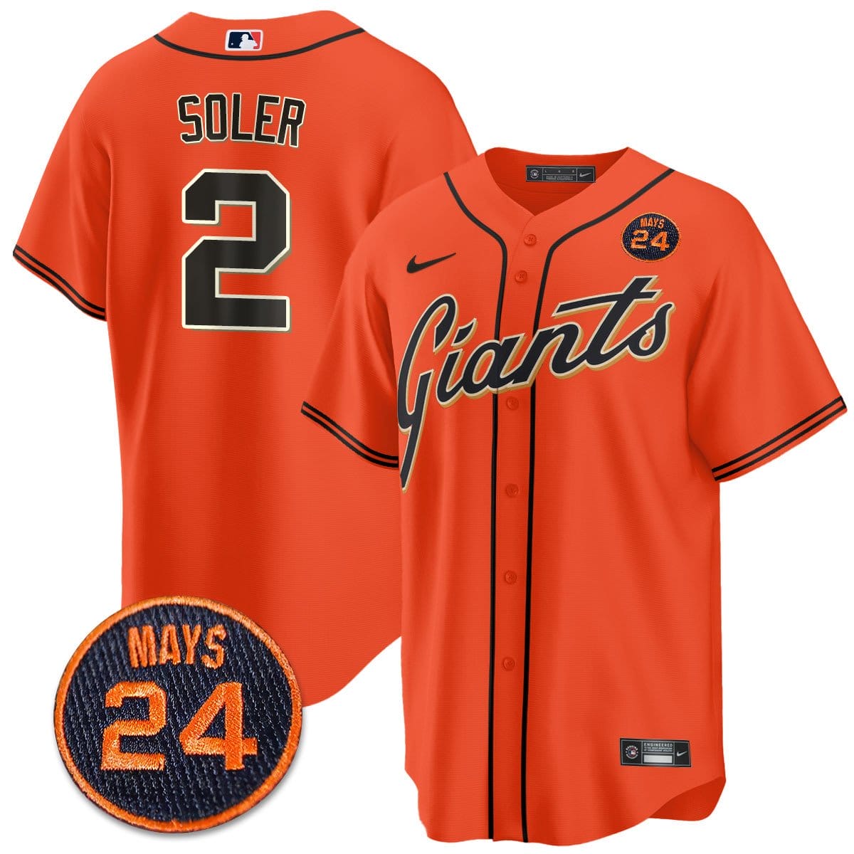 San Francisco Giants 2024 Vapor Premier Limited Jersey N1 - #24 Willie Mays Patch - Image 53