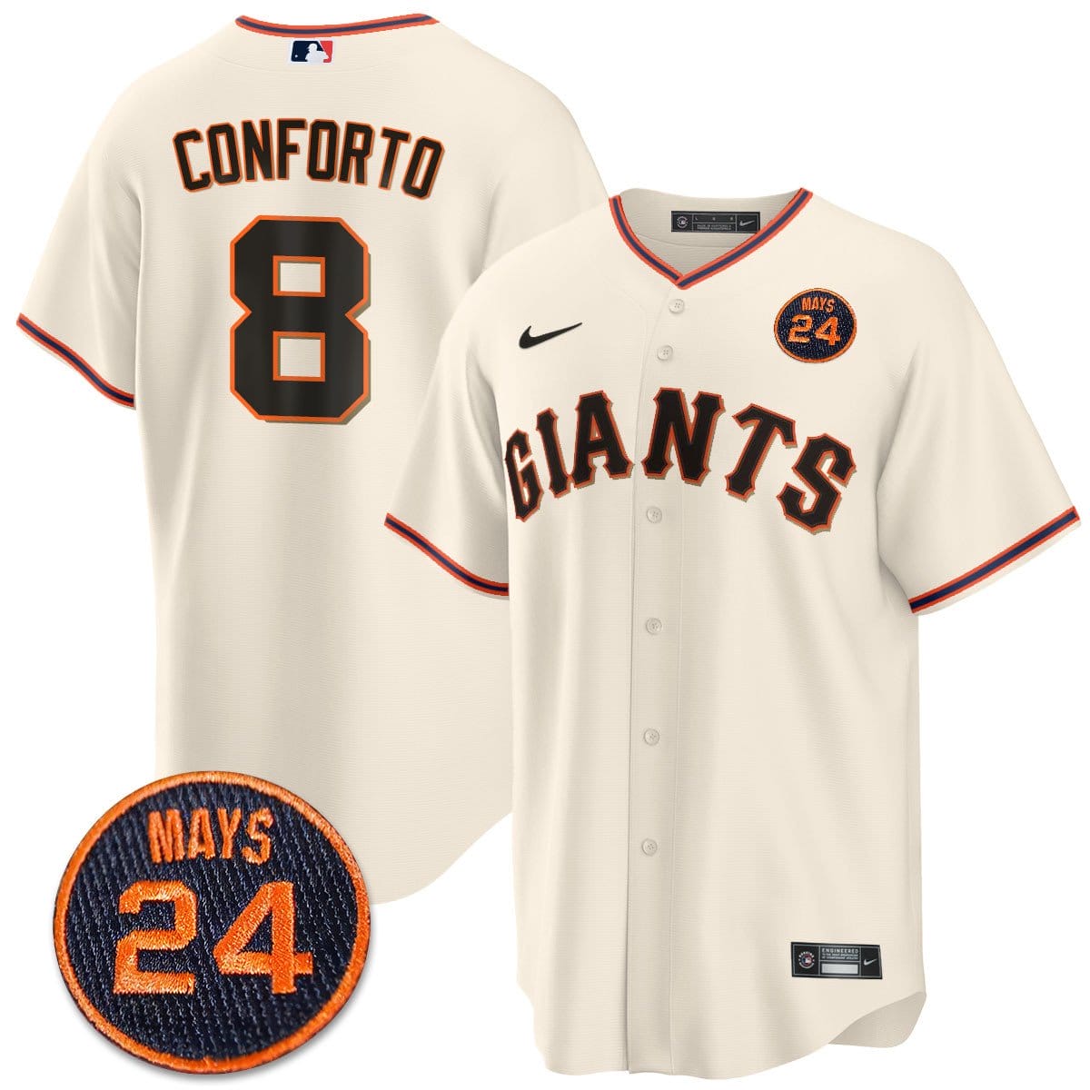 San Francisco Giants 2024 Vapor Premier Limited Jersey N1 - #24 Willie Mays Patch - Image 8
