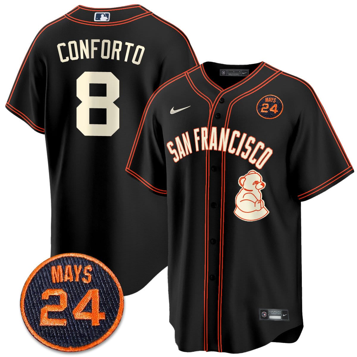 San Francisco Giants 2024 Vapor Premier Limited Jersey N1 - #24 Willie Mays Patch - Image 3