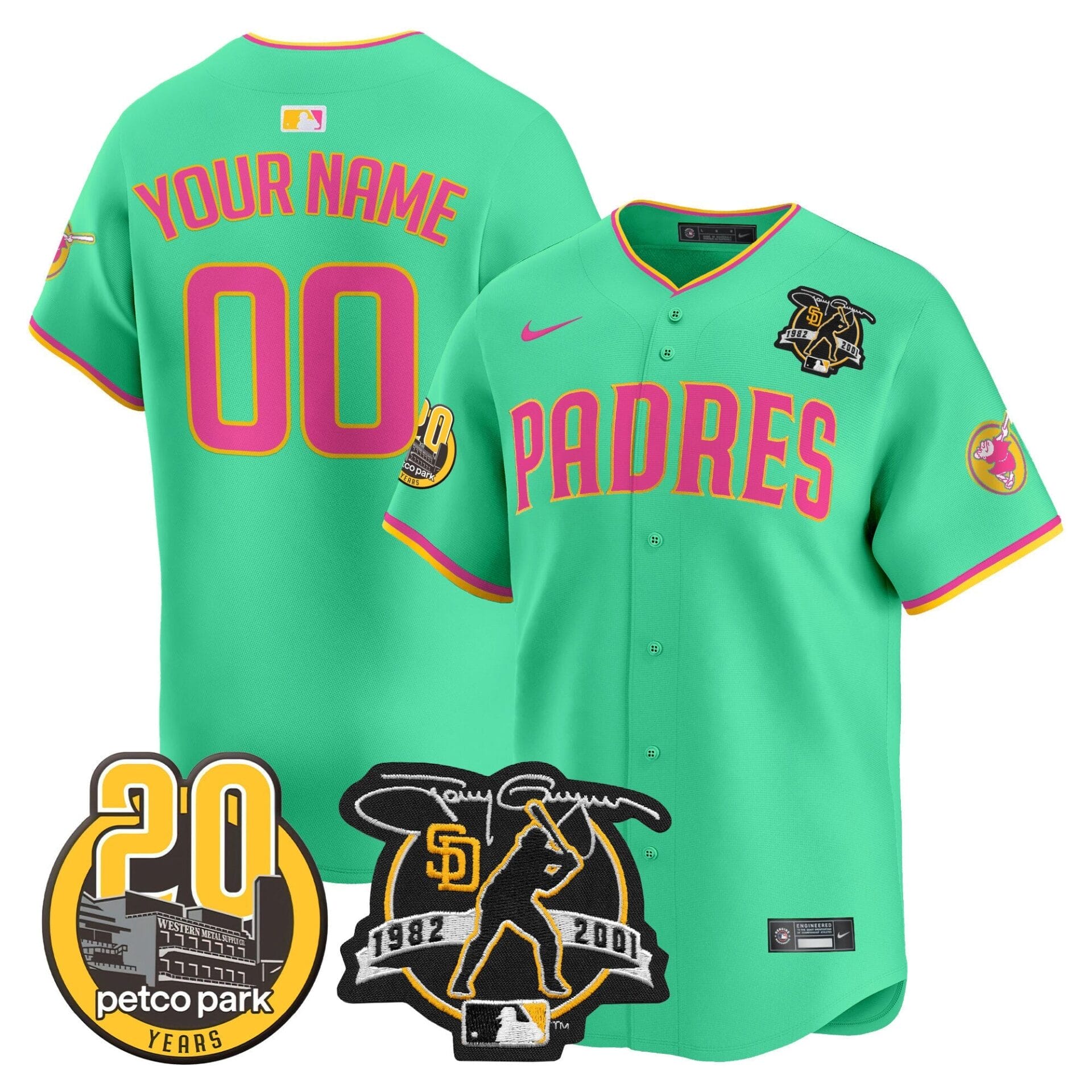 Padres Tony Gwynn & Petco Park 20th Patch Vapor Premier Limited Custom Jersey V2 ·All Stitched - Image 3