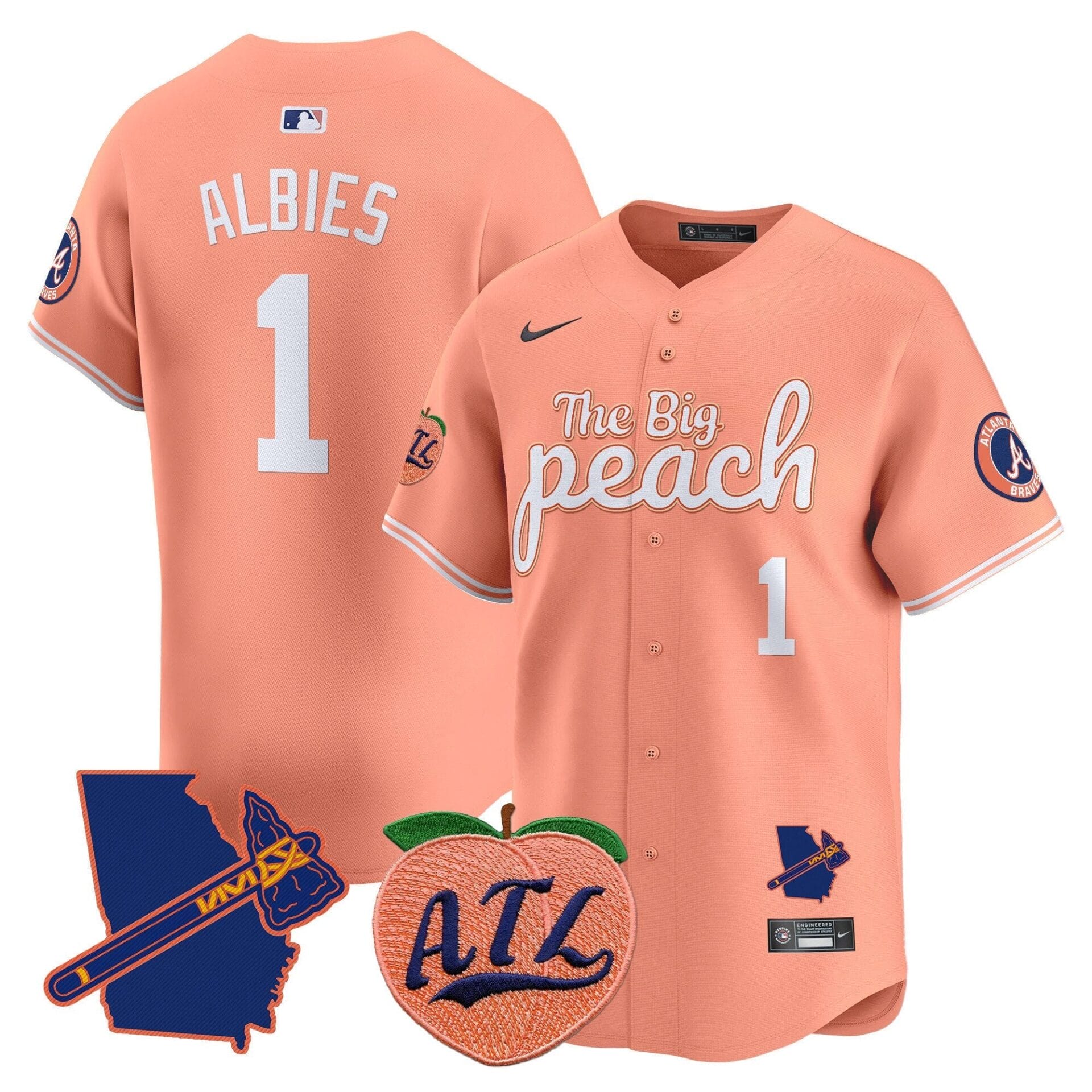 Atlanta Braves The Big Peach Vapor Premier Limited Jersey - All Stitched - Image 17