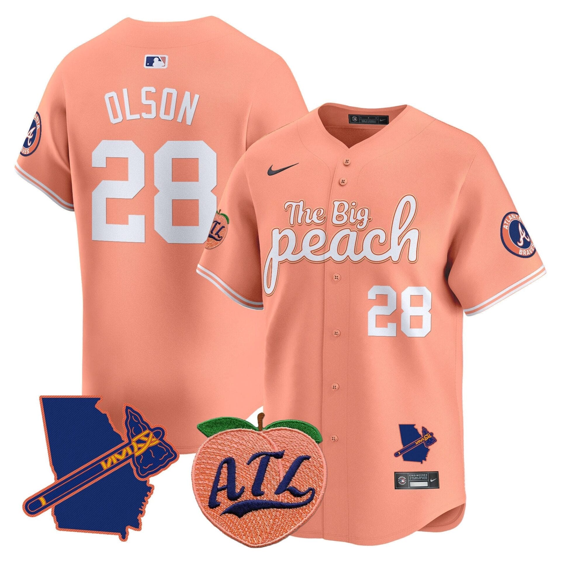 Atlanta Braves The Big Peach Vapor Premier Limited Jersey - All Stitched - Image 16