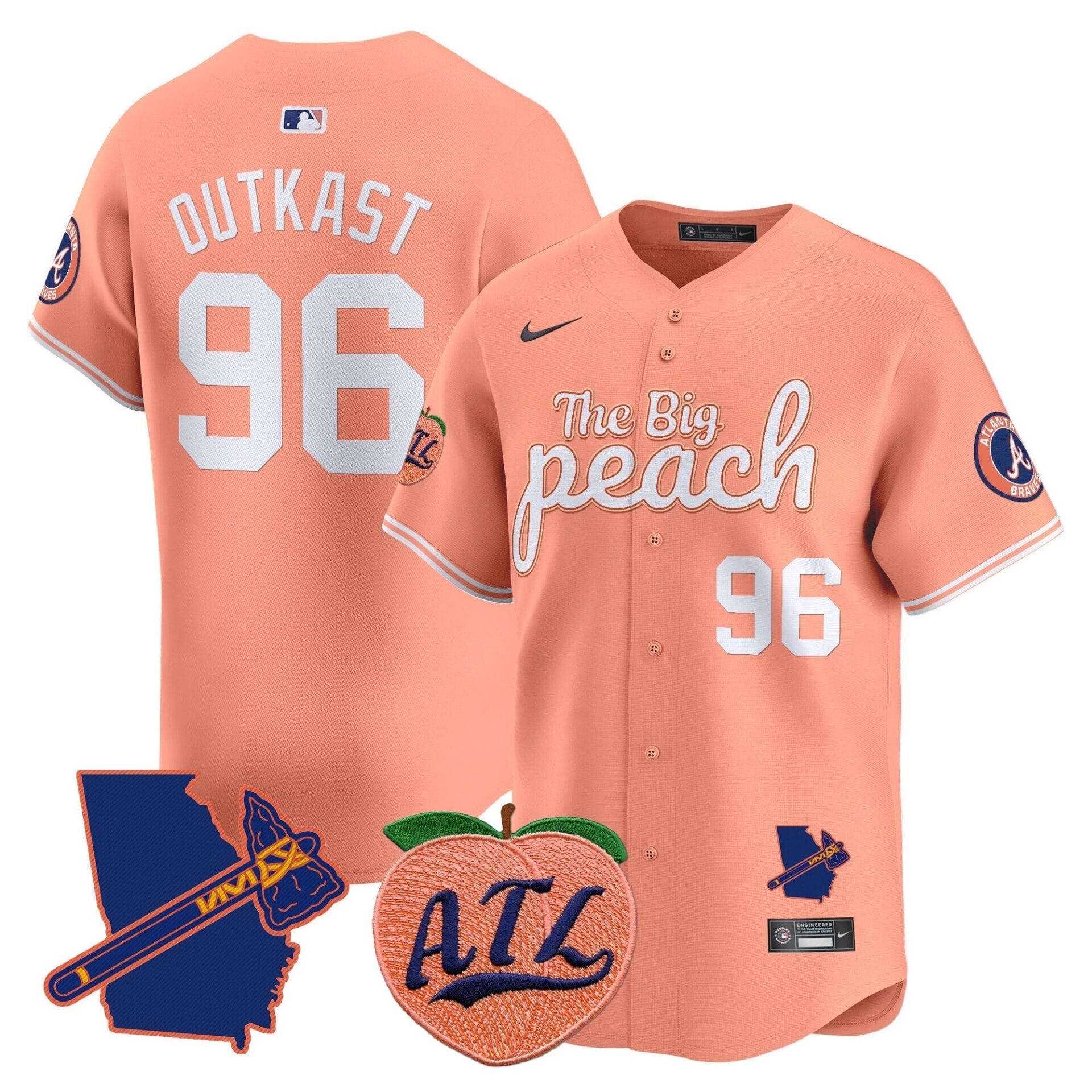 Atlanta Braves The Big Peach Vapor Premier Limited Jersey - All Stitched - Image 13