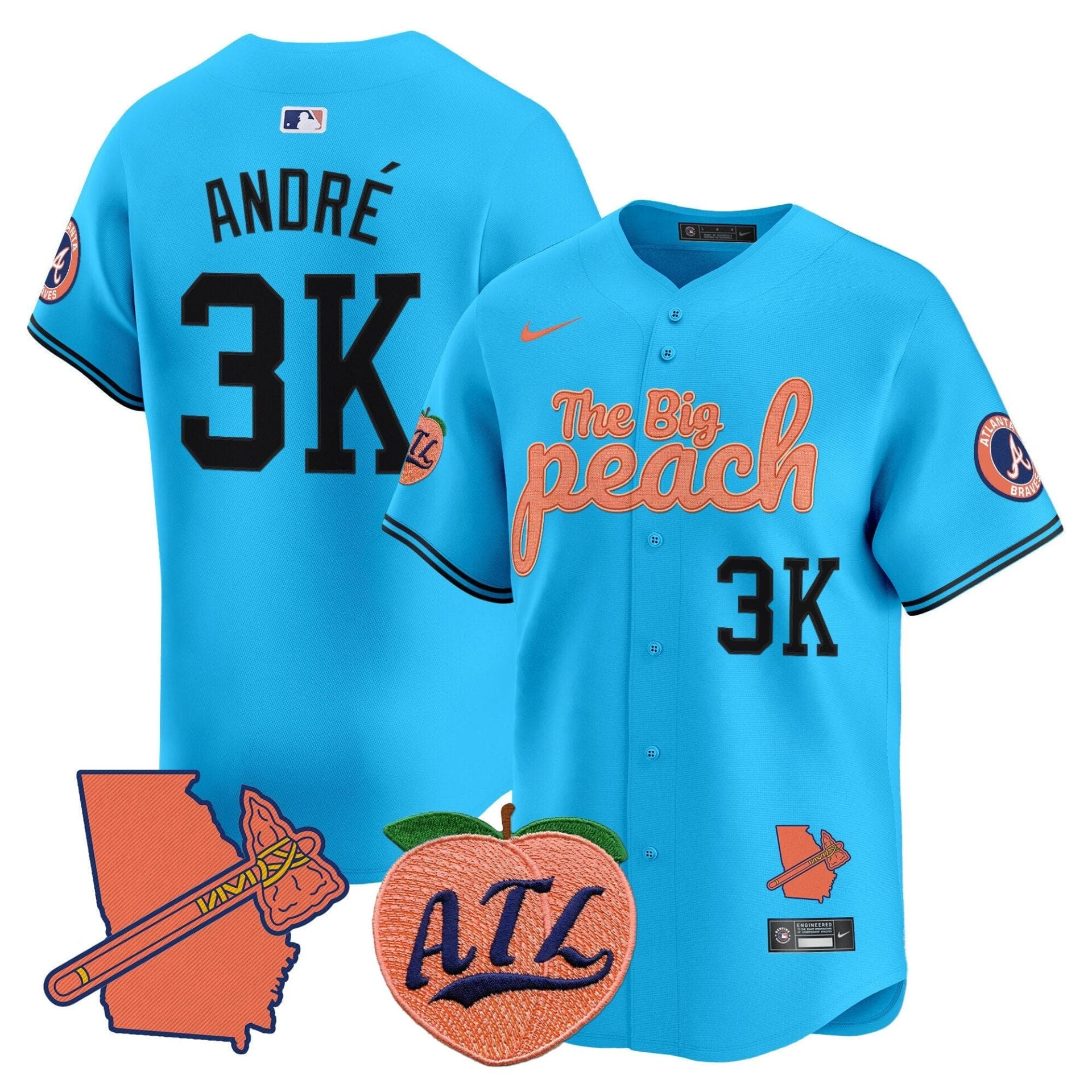 Atlanta Braves The Big Peach Vapor Premier Limited Jersey - All Stitched - Image 44