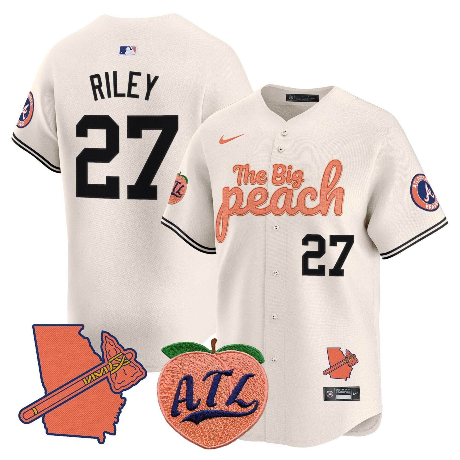 Atlanta Braves The Big Peach Vapor Premier Limited Jersey - All Stitched - Image 2
