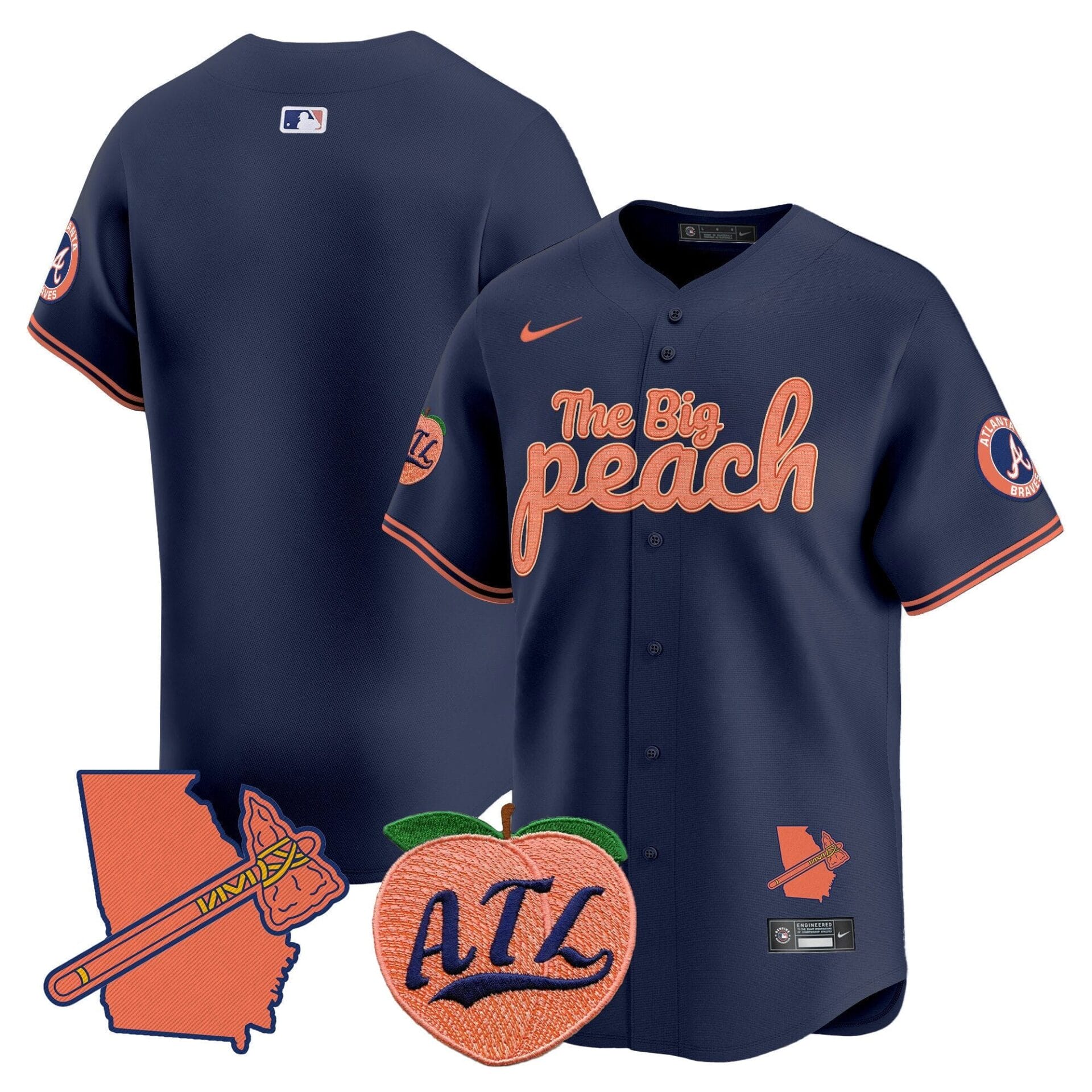 Atlanta Braves The Big Peach Vapor Premier Limited Jersey - All Stitched - Image 40