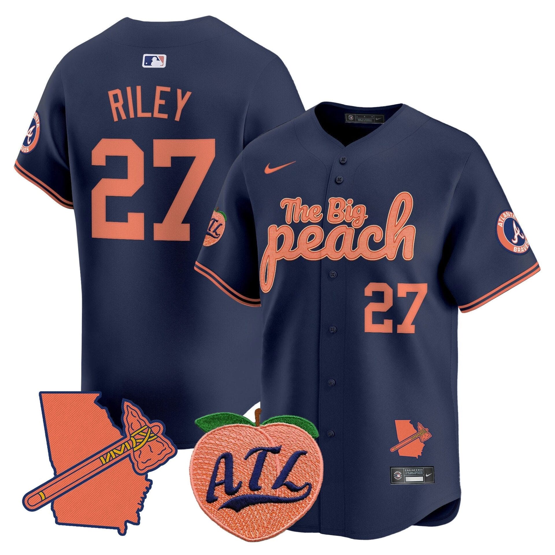Atlanta Braves The Big Peach Vapor Premier Limited Jersey - All Stitched - Image 32