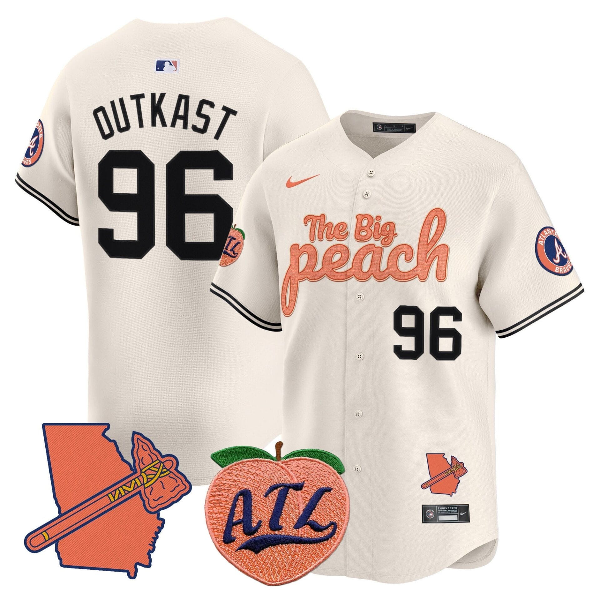 Atlanta Braves The Big Peach Vapor Premier Limited Jersey - All Stitched - Image 3