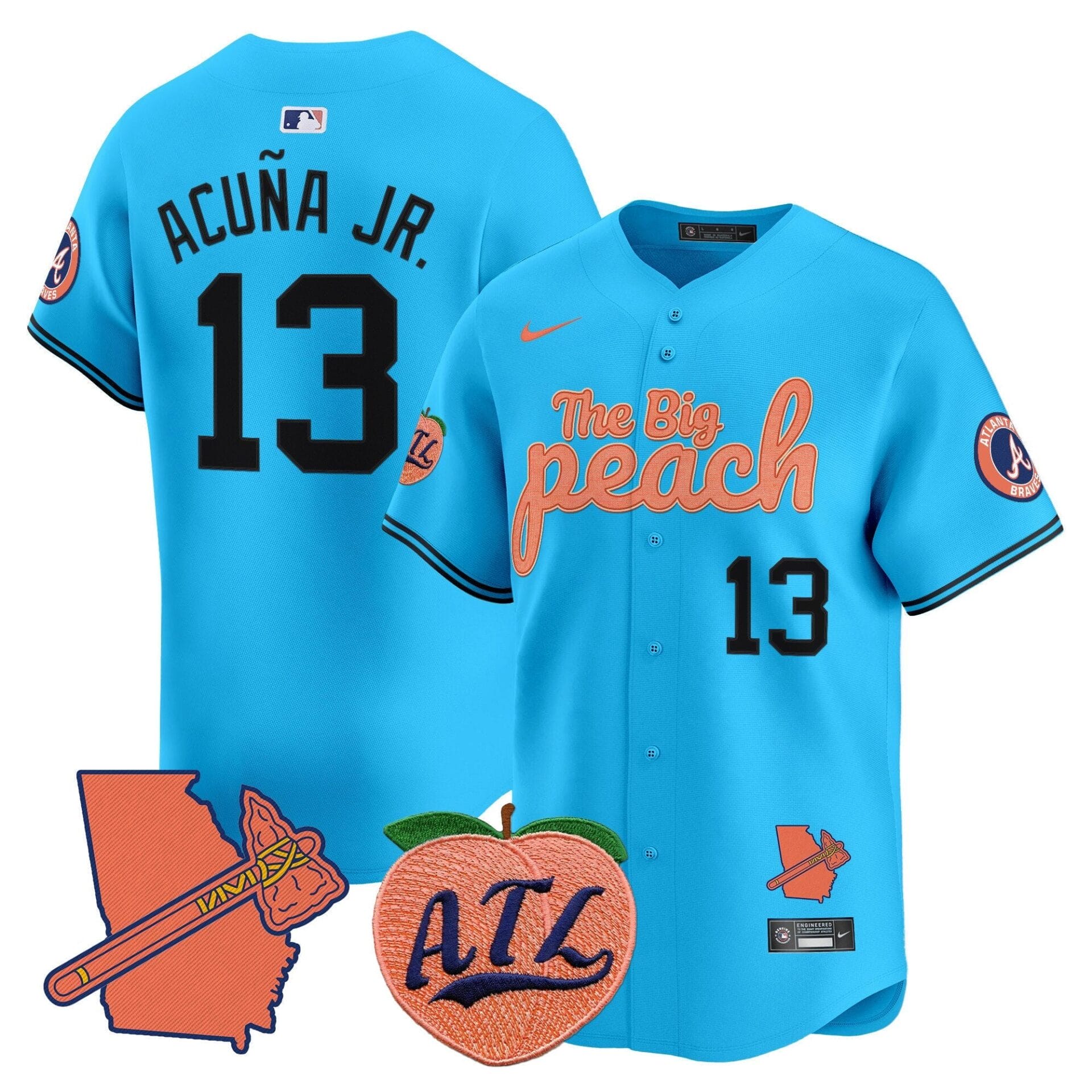 Atlanta Braves The Big Peach Vapor Premier Limited Jersey - All Stitched - Image 41