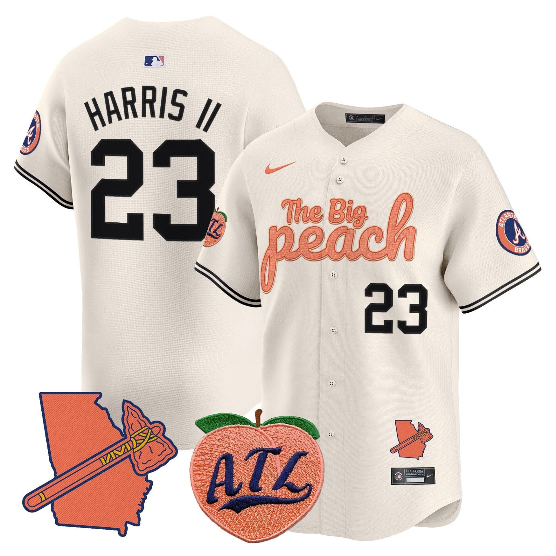 Atlanta Braves The Big Peach Vapor Premier Limited Jersey - All Stitched - Image 5