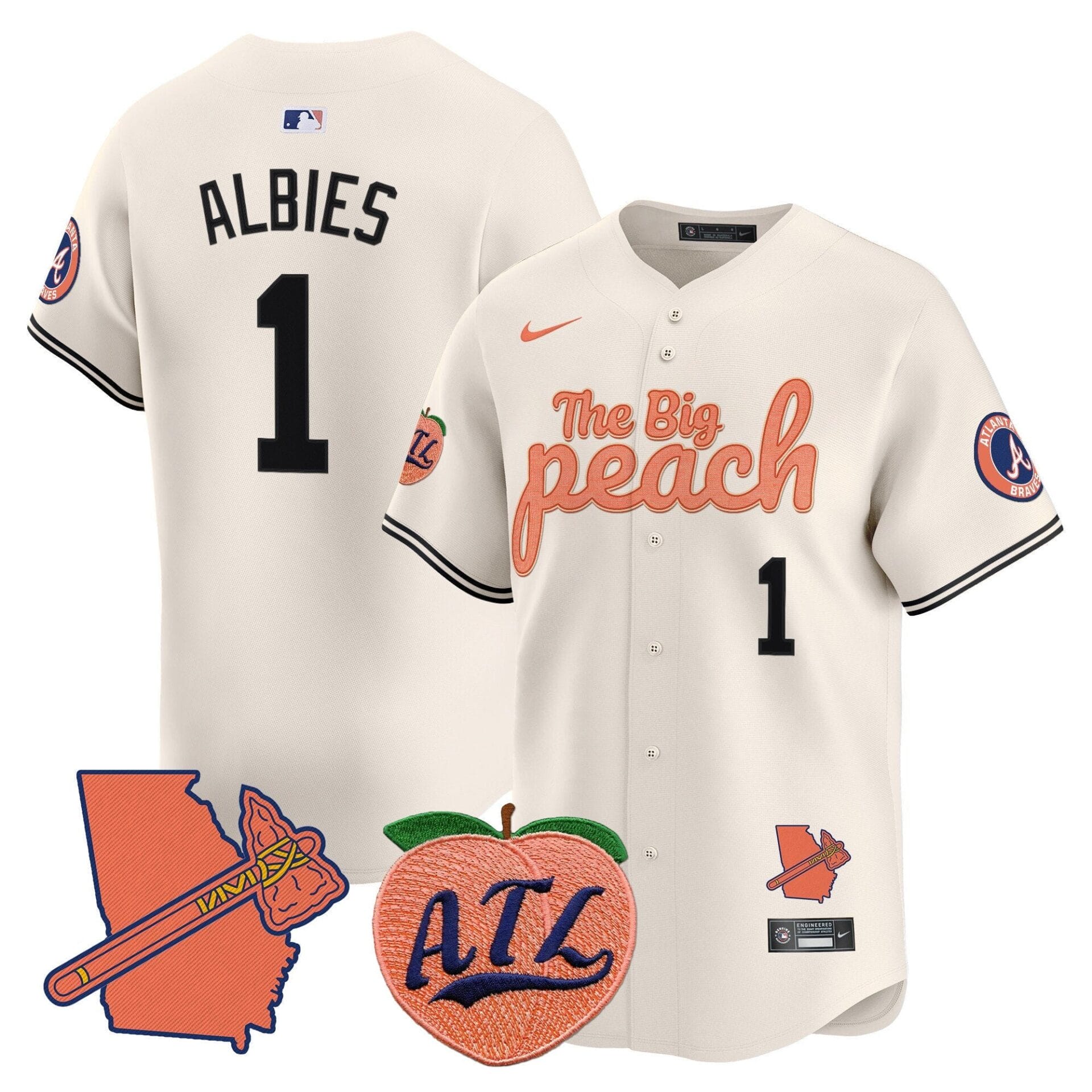 Atlanta Braves The Big Peach Vapor Premier Limited Jersey - All Stitched - Image 7