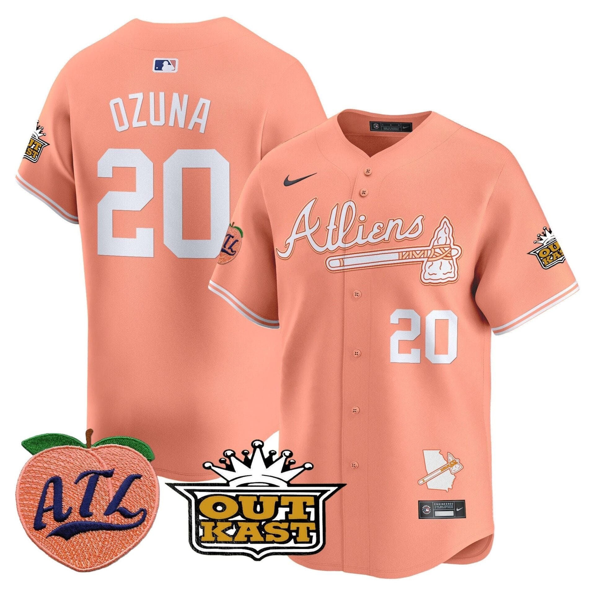 Atlanta Braves Atliens & Peach Vapor Premier Limited Jersey - All Stitched - Image 7