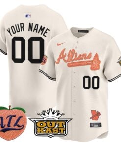 Alternative view of Atlanta Braves Atliens & Peach Vapor Premier Limited Custom Jersey - All Stitched