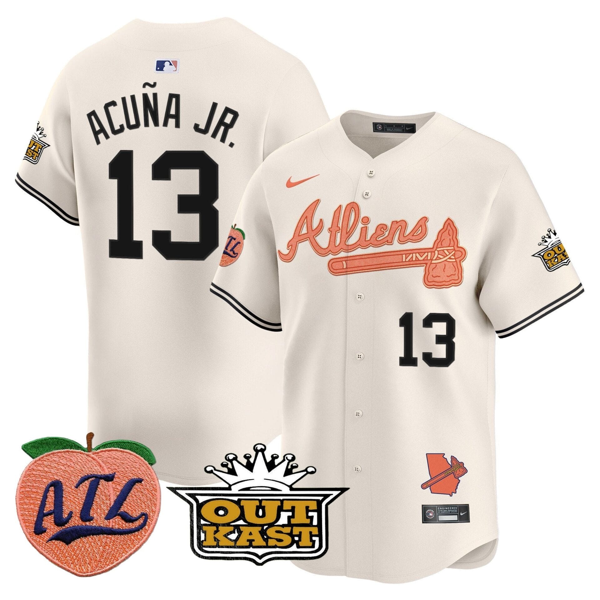 Atlanta Braves Atliens & Peach Vapor Premier Limited Jersey - All Stitched - Image 11