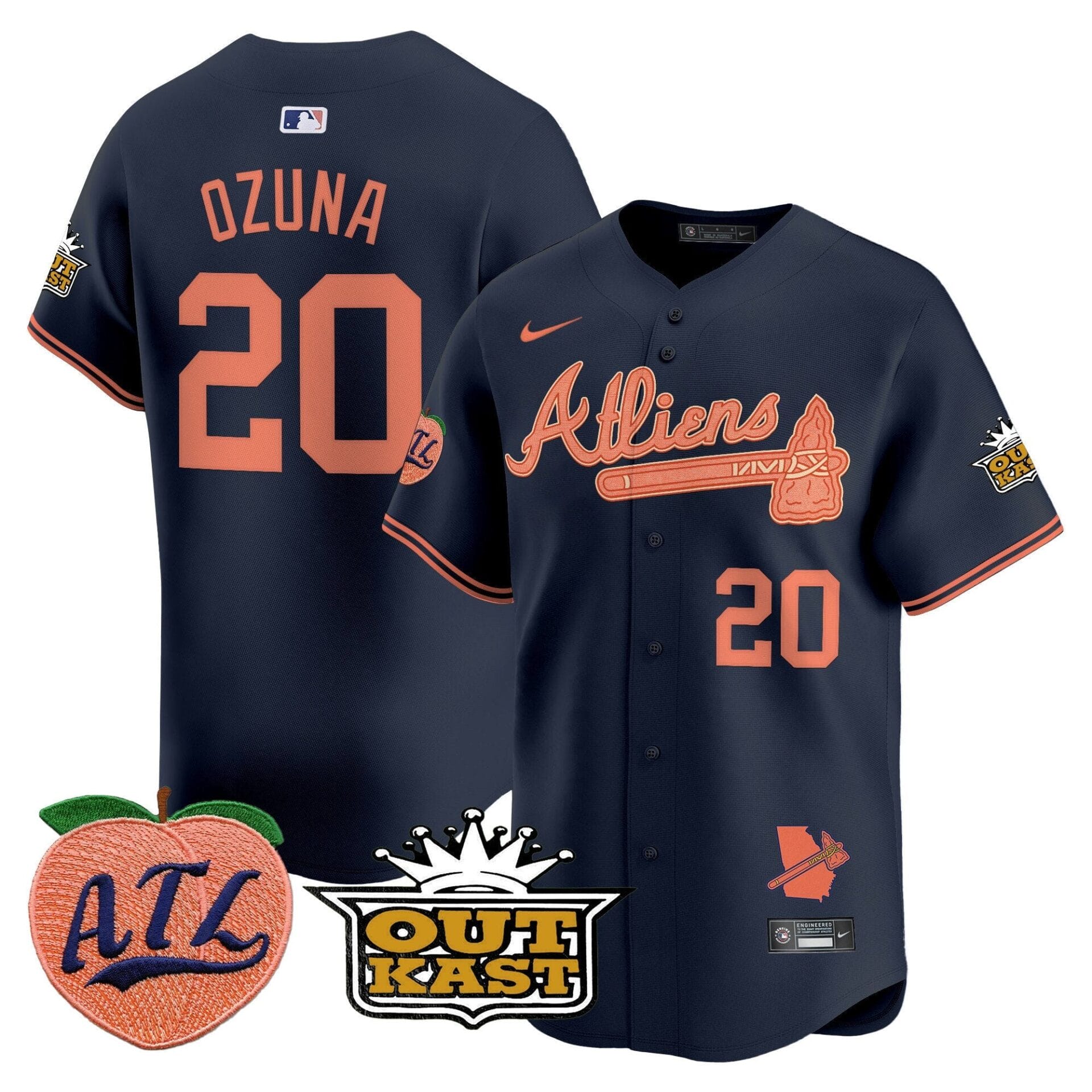 Atlanta Braves Atliens & Peach Vapor Premier Limited Jersey - All Stitched - Image 27