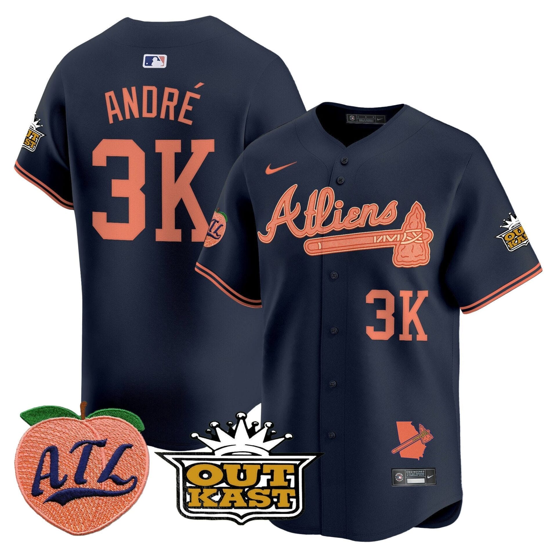 Atlanta Braves Atliens & Peach Vapor Premier Limited Jersey - All Stitched - Image 24
