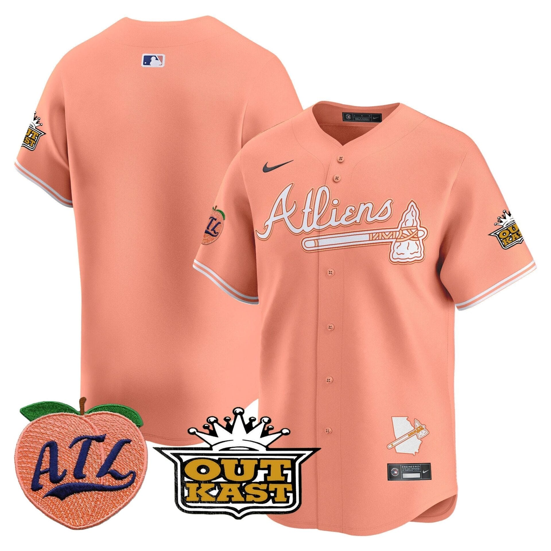 Atlanta Braves Atliens & Peach Vapor Premier Limited Jersey - All Stitched - Image 10