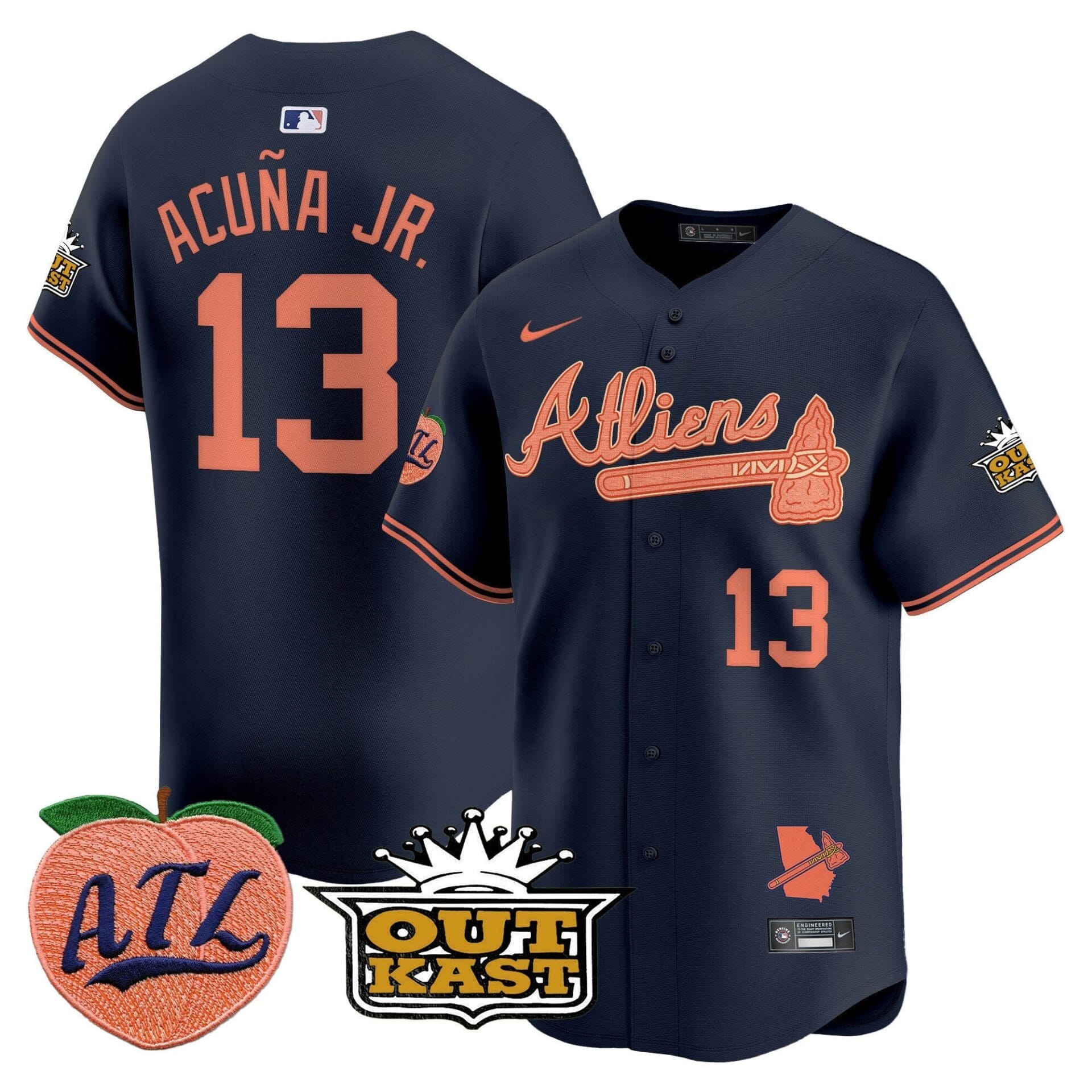 Atlanta Braves Atliens & Peach Vapor Premier Limited Jersey - All Stitched - Image 21