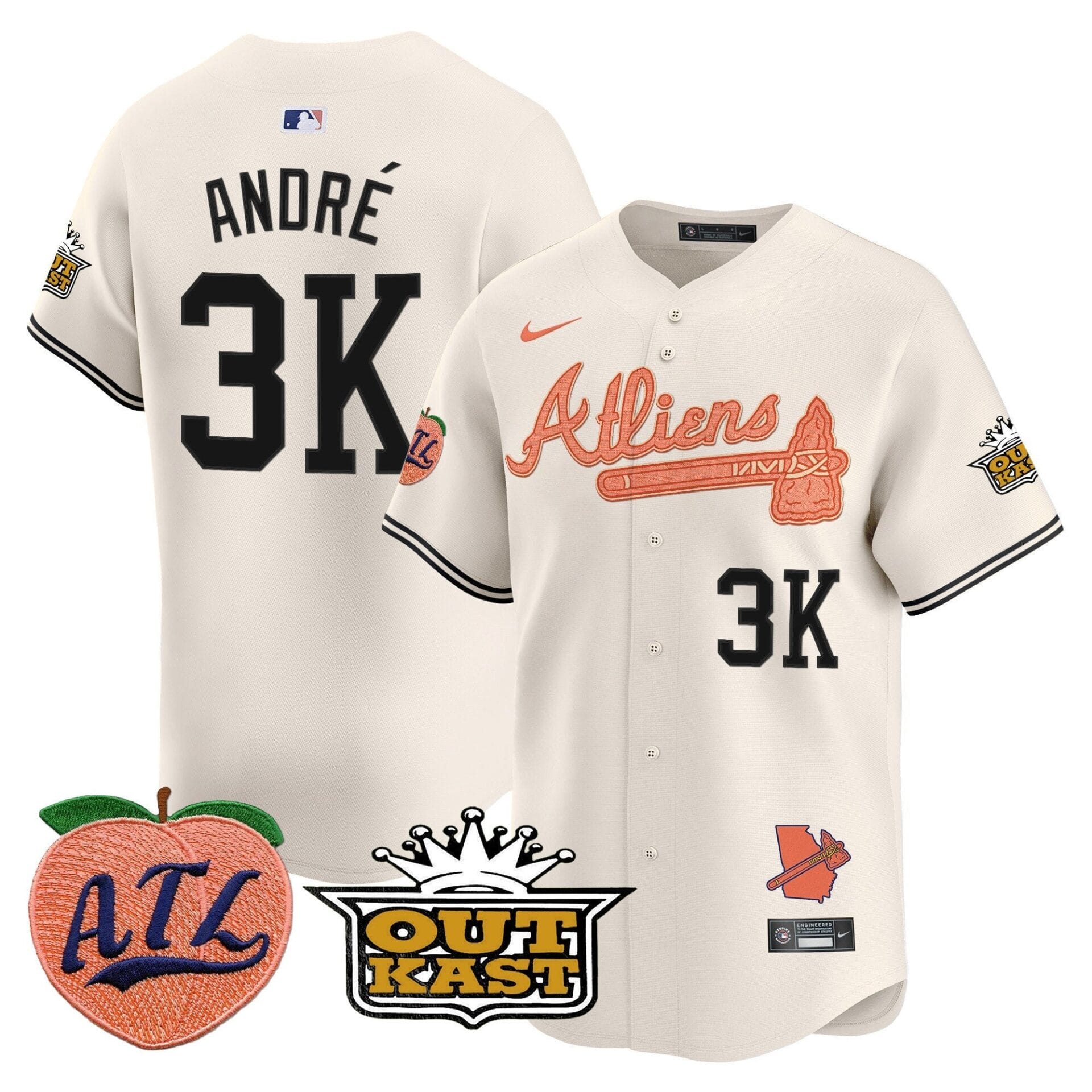 Atlanta Braves Atliens & Peach Vapor Premier Limited Jersey - All Stitched - Image 14